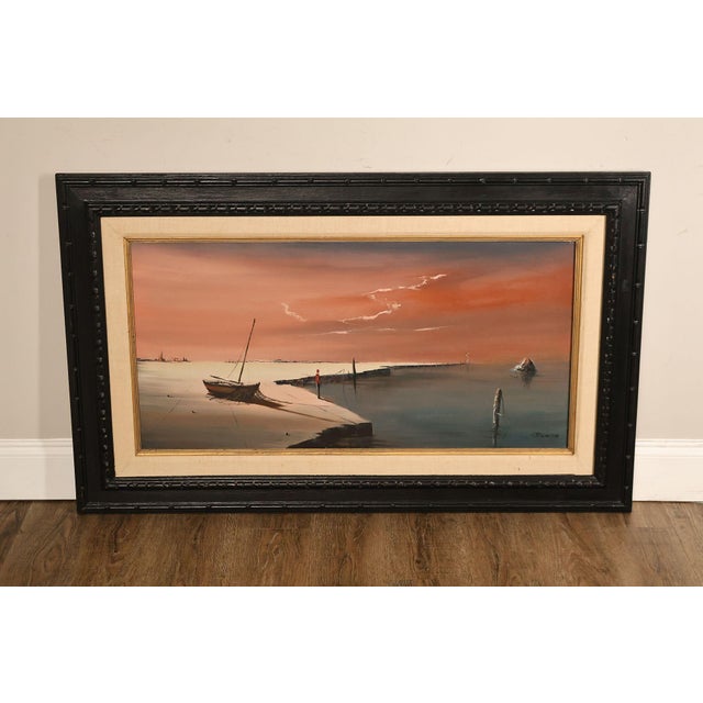 Quality Custom Framed Oil on Canvas Painting of a Lone Fisherman by John Stancin (American, 1916-1988), Signed Lower Right