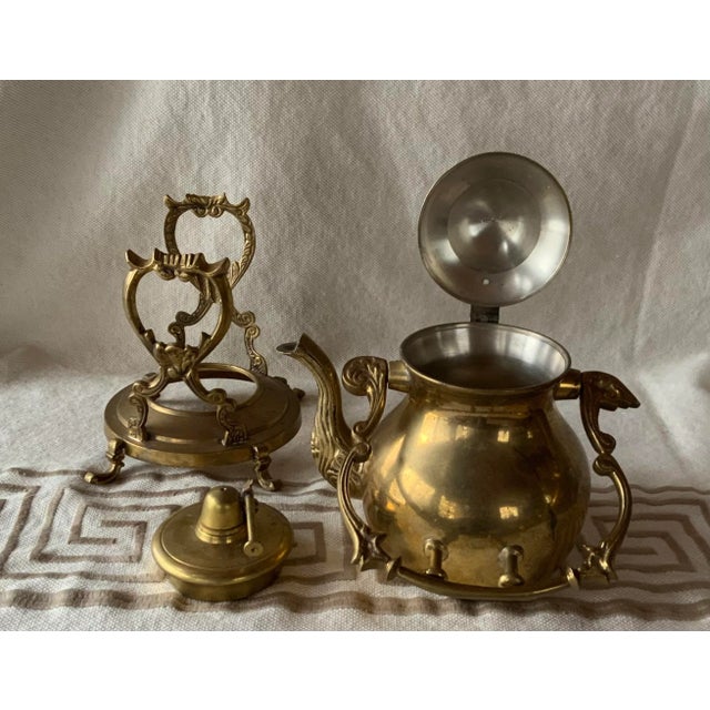 Pair of Mid-Century Turkish Brass Coffee Pots With Warming Stands - Handmade c.1950s, Diplomatic Provenance For Sale - Image 12 of 12