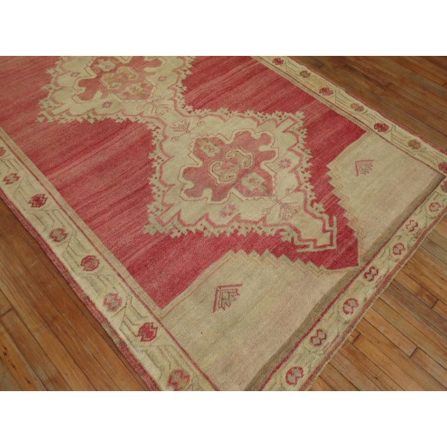 Vintage Zabihi Collection Turkish Pink Gallery Rug For Sale - Image 9 of 10