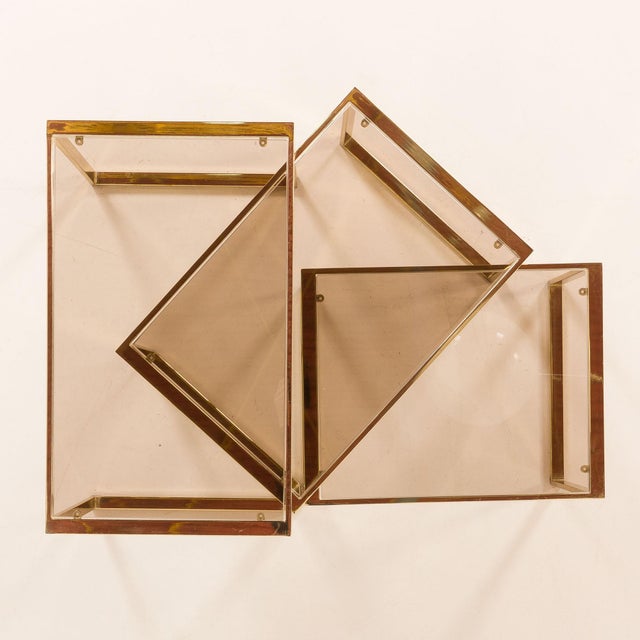Vintage Brass Nesting Tables, Italy, 1970s, Set of 3 For Sale - Image 9 of 12