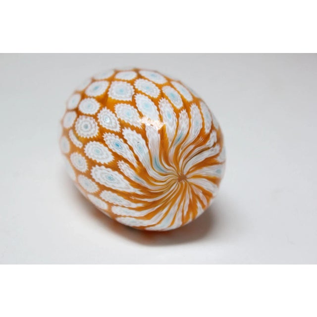 Glass Vintage Italian Modernist Murano Millefiori Mosaic Glass Egg Paperweight Sculpture For Sale - Image 7 of 10