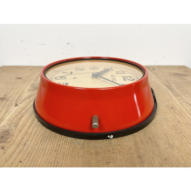 Vintage Red Seiko Navy Wall Clock, 1970s For Sale - Image 16 of 18