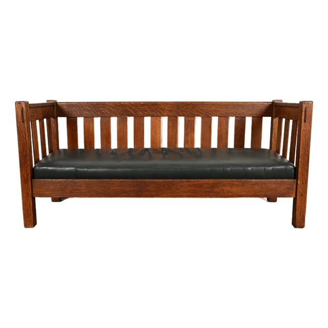 Harden Furniture Antique Mission Oak Arts & Crafts Settle Sofa or Bench, Circa 1910 For Sale