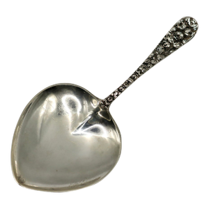 Antique Schofield "Baltimore Rose" Sterling Silver 4" Heart-Shaped Tea Caddy Spoon