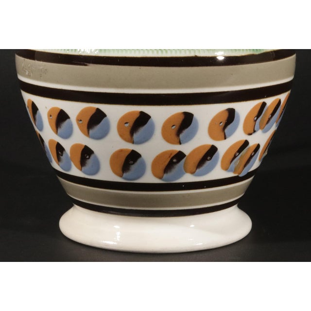 Ceramic English Pearlware Mocha Pottery Jug With Cat's Eye Design For Sale - Image 7 of 11