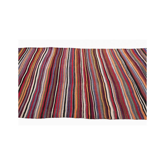 1960s Decorative Striped Vintage Kilim Rug - 4`7" X 11`5" For Sale - Image 5 of 6