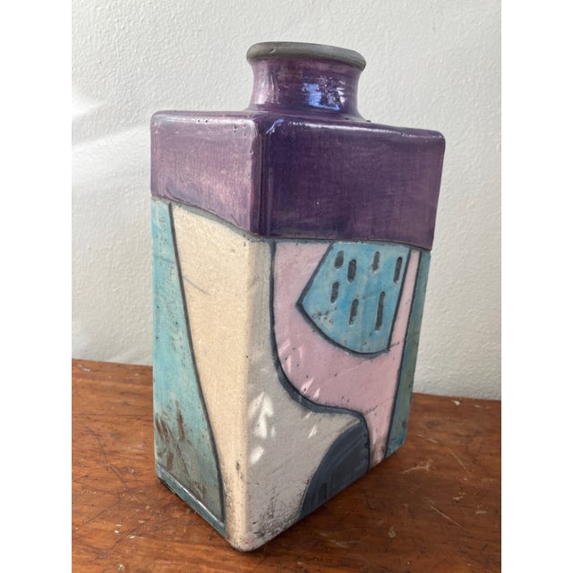 1960s Original Linda Mielke Modernist Raku Vase, Circa 1960s, Signed For Sale - Image 5 of 11