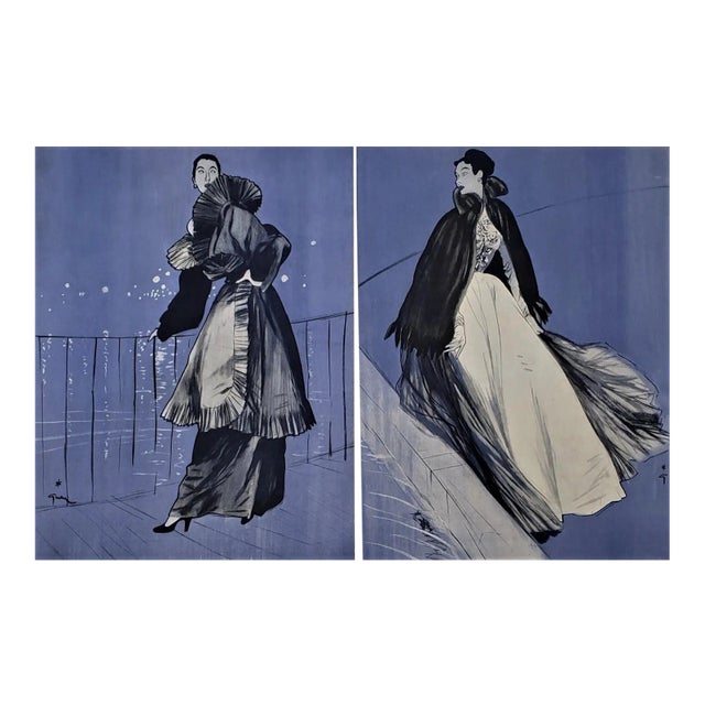 1948 Set of 2- Fashion Prints by Gruau For Sale