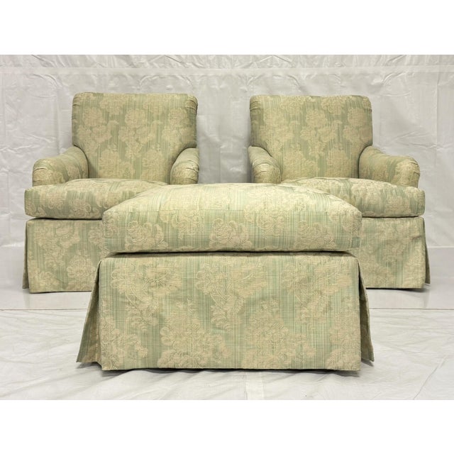 Pearson 1980s Pair of "Colefax" Swivel Lounge Chairs & Ottoman Made in the Usa by Pearson For Sale - Image 4 of 18
