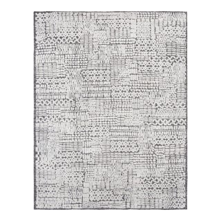 8x10 Sloane Sophisticated Ivory & Gray Geometric Modern Hand Knotted Wool Rug For Sale