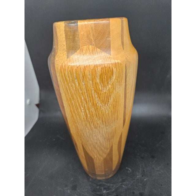 Vintage Hand Turned Cherry, Walnut, and Other Exotic Woods Vase