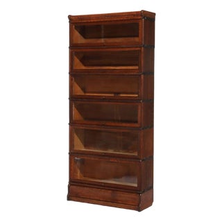 Antique Globe Wernicke Arts & Crafts Oak Six Stack Barrister Bookcase Circa 1920 For Sale