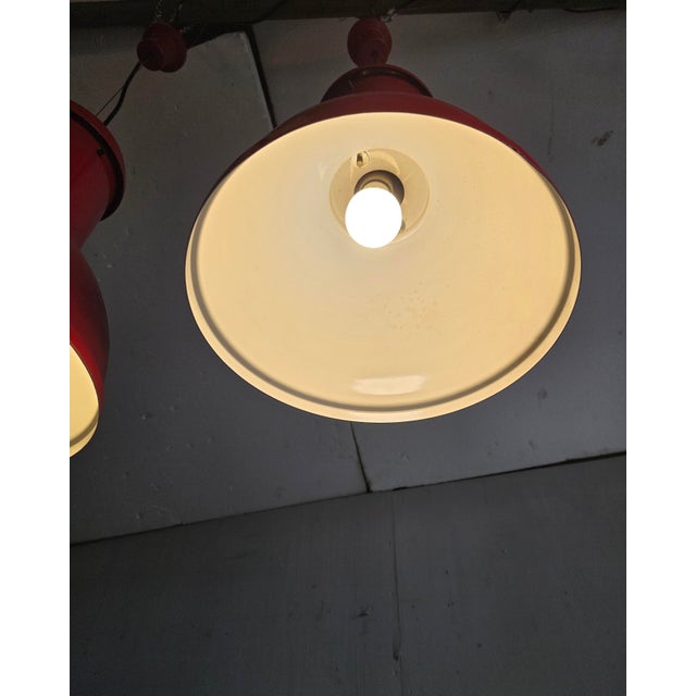 Red Metal Pendant Lamps from Fontana Arte, 1970s, Set of 2 For Sale - Image 6 of 8