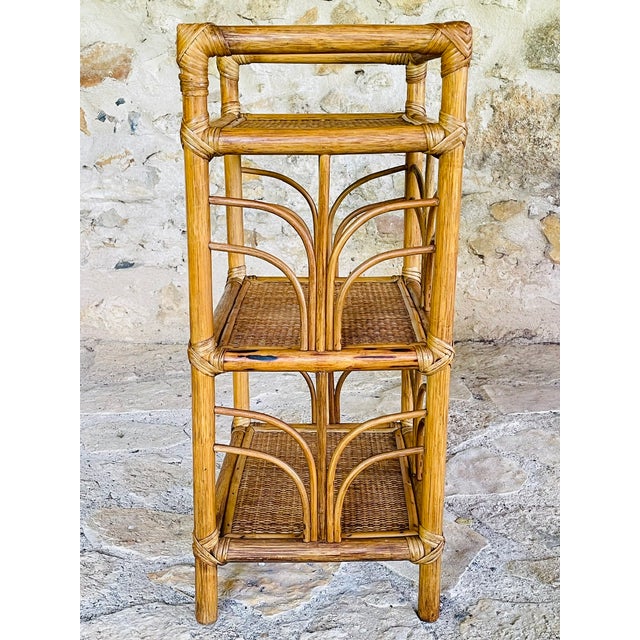 Vintage Bamboo and Rattan Three-Tier Shelf, 1970s For Sale - Image 11 of 18