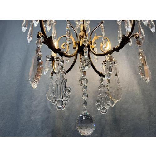 Antique French Bronze and Crystal Chandelier, 1800s For Sale - Image 6 of 12