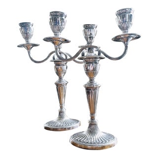 Pair of Antique Tiffany & Co Silver Plated Candelabra For Sale