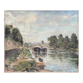 'River Landscape, 1948' by Fernand Laval, French Impressionist, Musée d'Art Moderne, Salon d'Automne For Sale