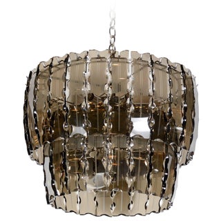 Smoked Glass Chandelier by Fontana Arte For Sale
