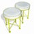 Mid 20th Century Pair of Mid Century Faux Bamboo Stools in the Style of Phyllis Morris – Green Metal & White Vinyl For Sale - Image 5 of 12