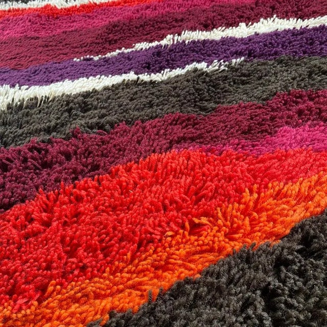 Vintage Dutch Colorful Stripes Panton Style High Pile Rug by Desso, 1970s For Sale - Image 11 of 18