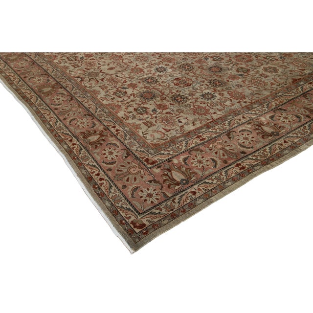 1890s Antique Persian Malayer Wool Rug in Brown Allover Floral Design For Sale - Image 9 of 11