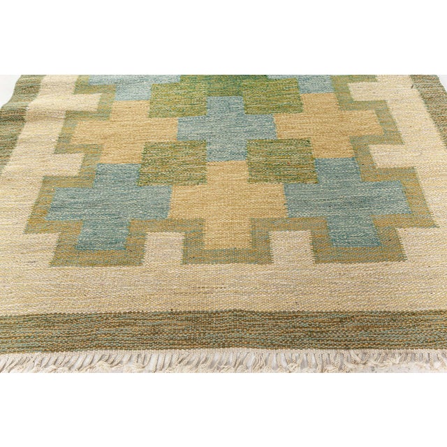 Doris Leslie Blau Vintage Swedish Flat Woven Rug by Kerstin Persson Signed 'KP' For Sale - Image 4 of 7