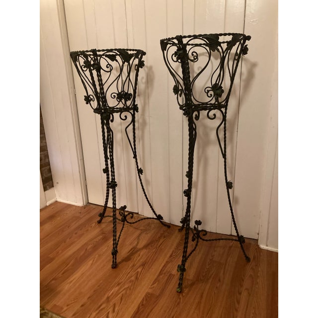 1940s Art Nouveau Iron Plant Stands With Rose Detail a Pair Chairish