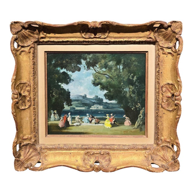 Raoul Millais – Picnic by the Lake – British Fête Galante Oil Painting For Sale