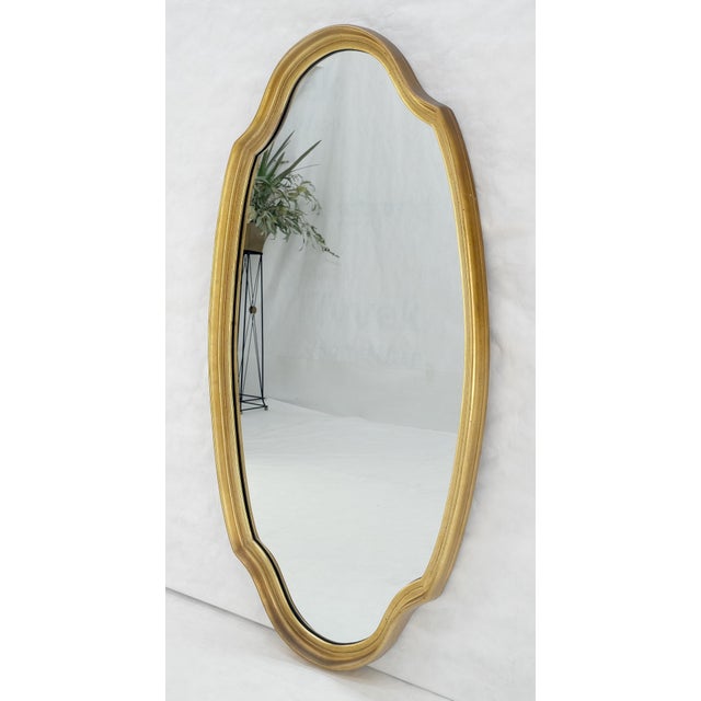 Mid Century Shield Shape Large 22x44 Oval Gold Gilt Leaf Wall Mirror MINT