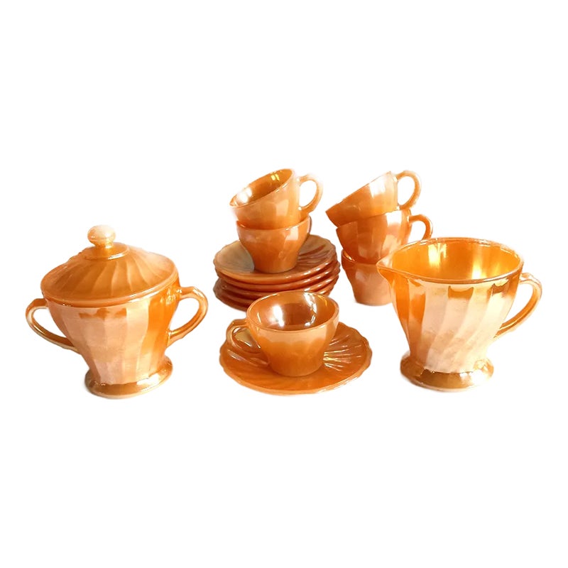 Fire King Coffee Service From Anchor Hocking, 1940s, Set Of 8