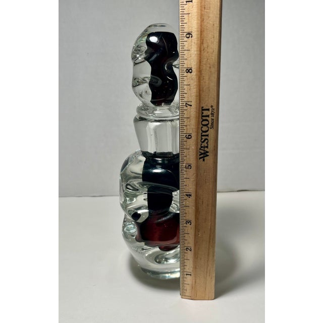 Vintage Murano Icet Art Glass Decanter Cranberry & Clear Sommerso Hand Blown 9.5" For Sale In Los Angeles - Image 6 of 6
