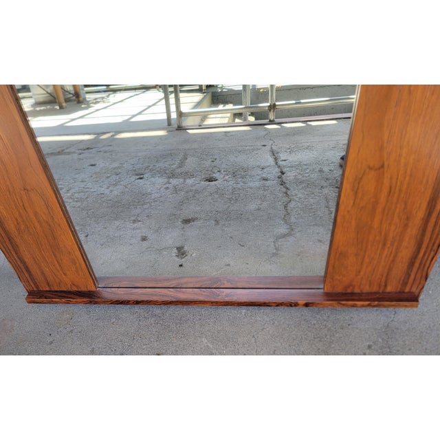 Brown Danish Modern Rectangular Rosewood Mirror by Andr. L Riss. Norway For Sale - Image 8 of 10