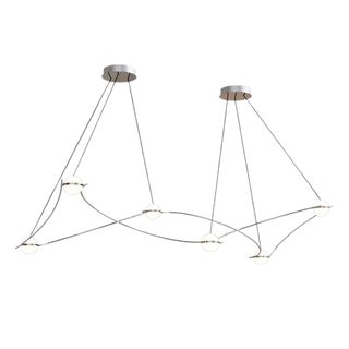 Kosmos 6S Chandelier in Polished Stainless Steel by Moss Objects For Sale