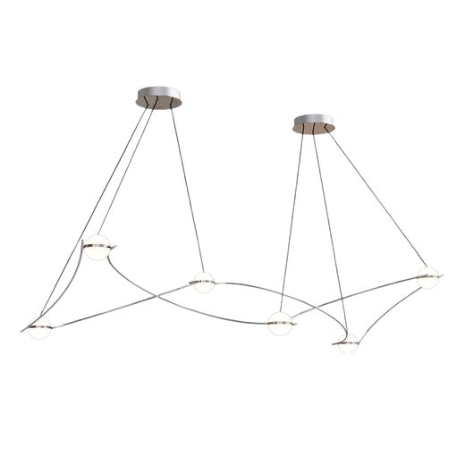 Kosmos 6S Chandelier in Polished Stainless Steel by Moss Objects For Sale
