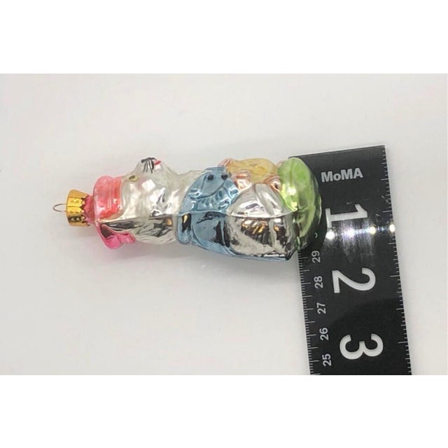 Silver Christopher Radko Blown Glass Cat With Mandolin Christmas Ornament For Sale - Image 8 of 12
