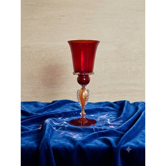 Italian Handcrafted Chalice in Blown Murano Glass 1970s For Sale - Image 9 of 9