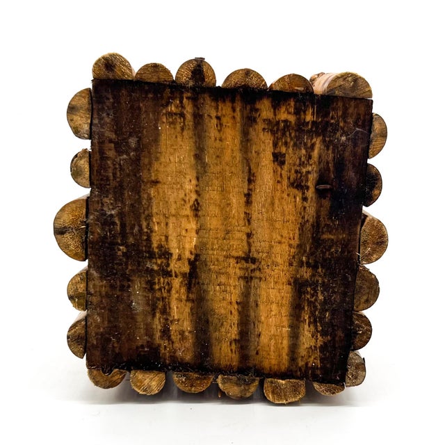 Tan Vintage Burnt Bamboo & Rattan Handled Basket – Organic Modern / Bohemian For Sale - Image 8 of 9