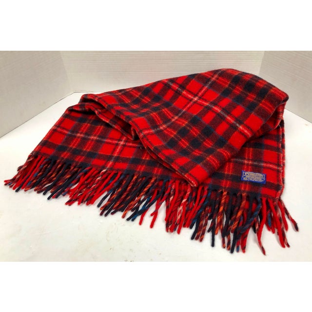 Vintage Pendleton Red and Navy Blue Wool Blanket/Throw Chairish