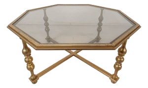Vintage Gold Metal Coffee Table, 1950s
