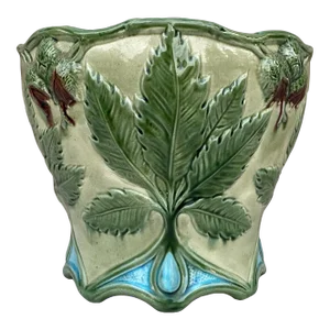19th Century Majolica Chesnut Jardinière Saint Clement