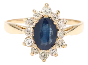 1.36ctw Sapphire and Diamond Cocktail Ring, 14k Yellow Gold, Ring Size 6