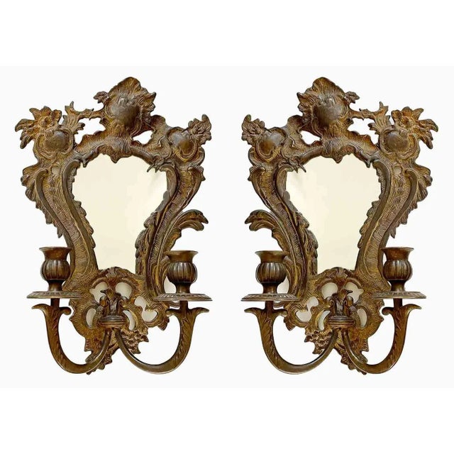 Antique Bronze Wall Sconces - A Pair For Sale - Image 11 of 11