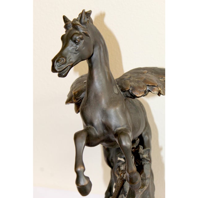 Vintage j.b. Hirsch "Collection Française" Bronze Pegasus Replica Sculpture After Émile-Louis Picault – 20" H For Sale In Naples, FL - Image 6 of 16