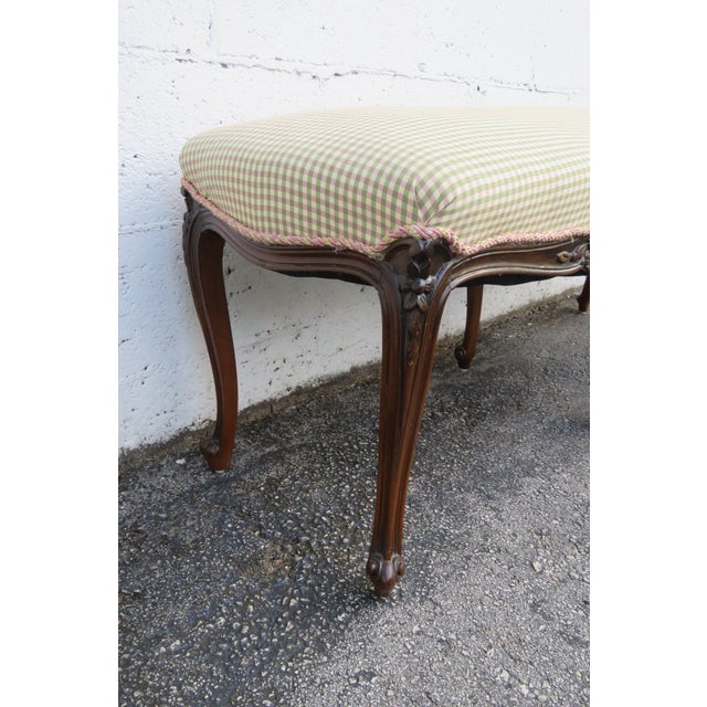 Wood French Long Upholstered Bed End Bench Stool 6296 For Sale - Image 7 of 14