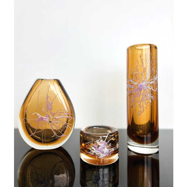 Model 8316 Art Glass Vases & Ashtray Collection by Petr Hora for Škrdlovice, Czechoslovakia, 1983, Set of 3 For Sale - Image 4 of 18