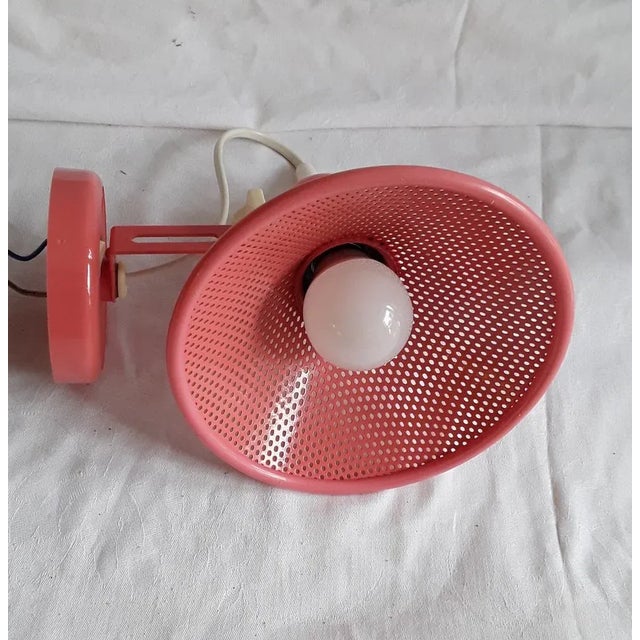 Vintage German Adjustable Wall Lamp in Pink Metal and Plastic from Brilliant, 1990s For Sale - Image 3 of 8
