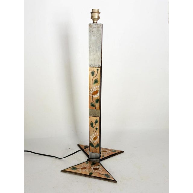 Metal Lamp with Floral Decoration, France, 1970s For Sale - Image 4 of 13