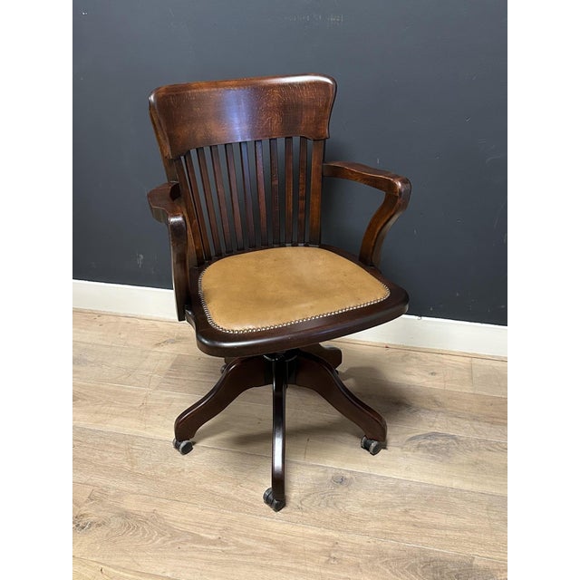 Brown Swivel Desk Chair, 1990s For Sale - Image 8 of 8