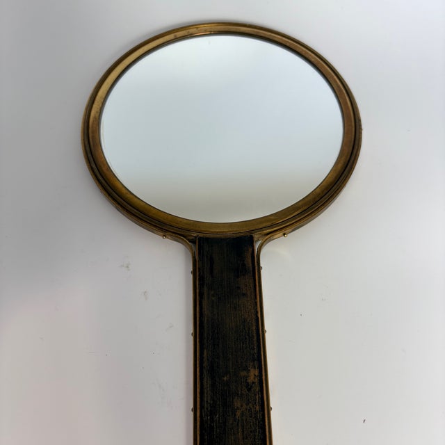 Wood Vintage Art Deco Hand Mirror by Ivar Ålenius Björk for Ystad-Metall, 1930 For Sale - Image 7 of 9