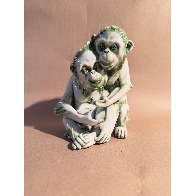 Pristine example, all fingers and toes are intact. High gloss white and green glaze. Likely German / Dresden 1930-1950.